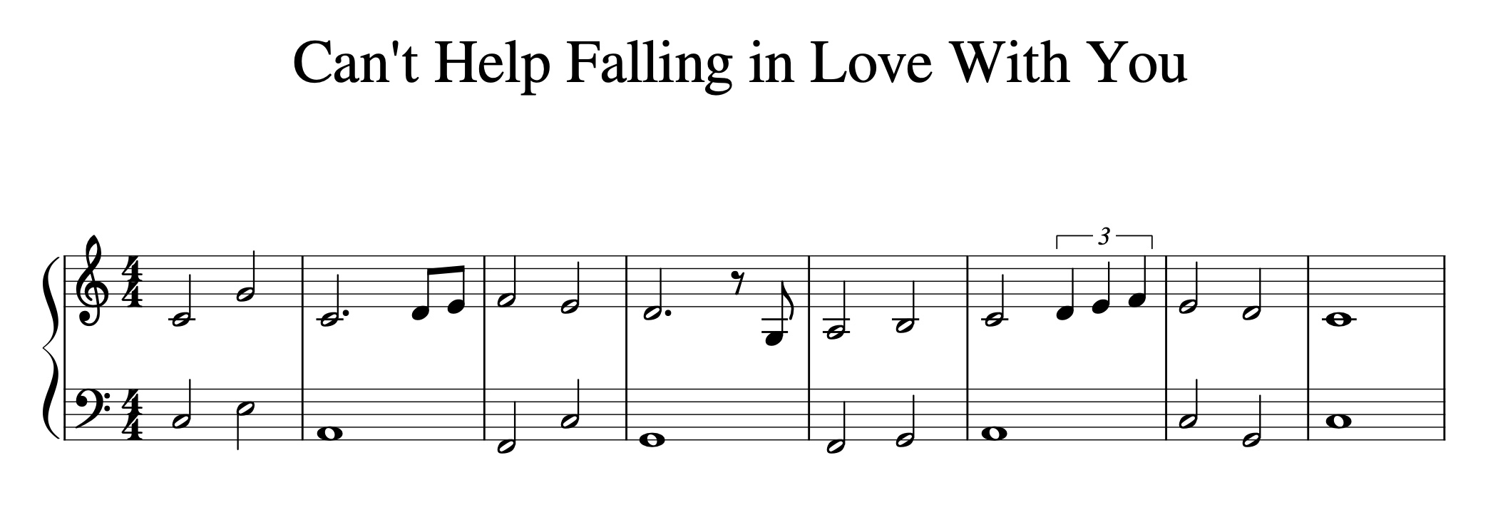 Can't Help Falling in Love With You Piano Sheet Easy